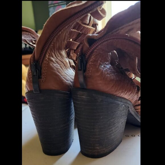 Free People Carrera Heel Lattice Leather Bootie sz 7.5 - Picture 4 of 7